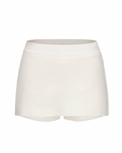 Nana Jacqueline Carrie Shorts: White Knit Shorts for Resort Brunch White