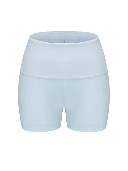 Nana Jacqueline Holly Shorts: Blue Knit Shorts for Resort Vacation Blue
