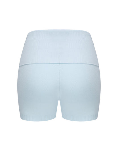 Nana Jacqueline Holly Shorts: Blue Knit Shorts for Resort Vacation Blue