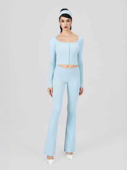 Nana Jacqueline Holly Pants: Blue Knit Pants for Resort Outfit Blue