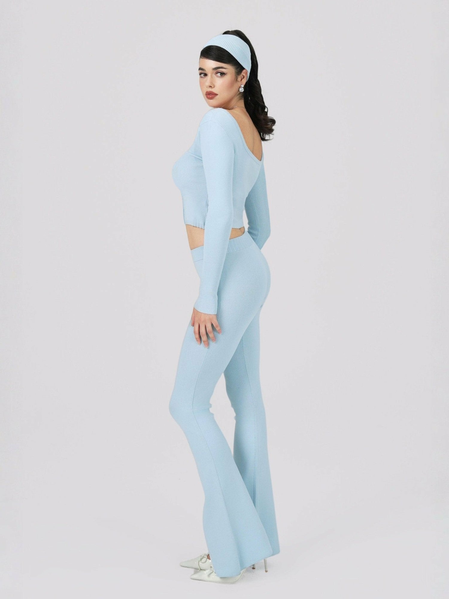 Nana Jacqueline Holly Pants: Blue Knit Pants for Resort Outfit Blue