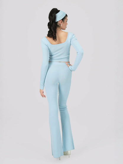 Nana Jacqueline Holly Pants: Blue Knit Pants for Resort Outfit Blue
