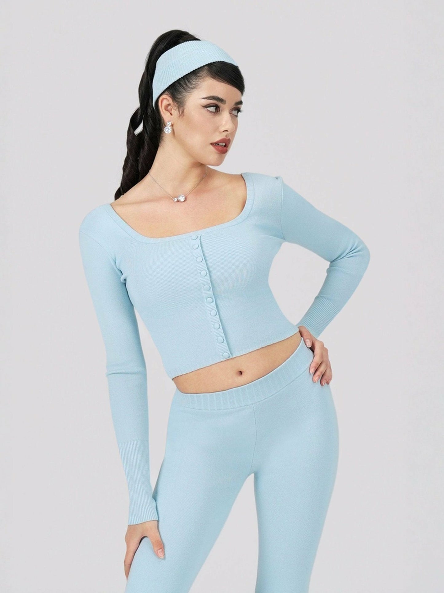 Nana Jacqueline Holly Pants: Blue Knit Pants for Resort Outfit Blue