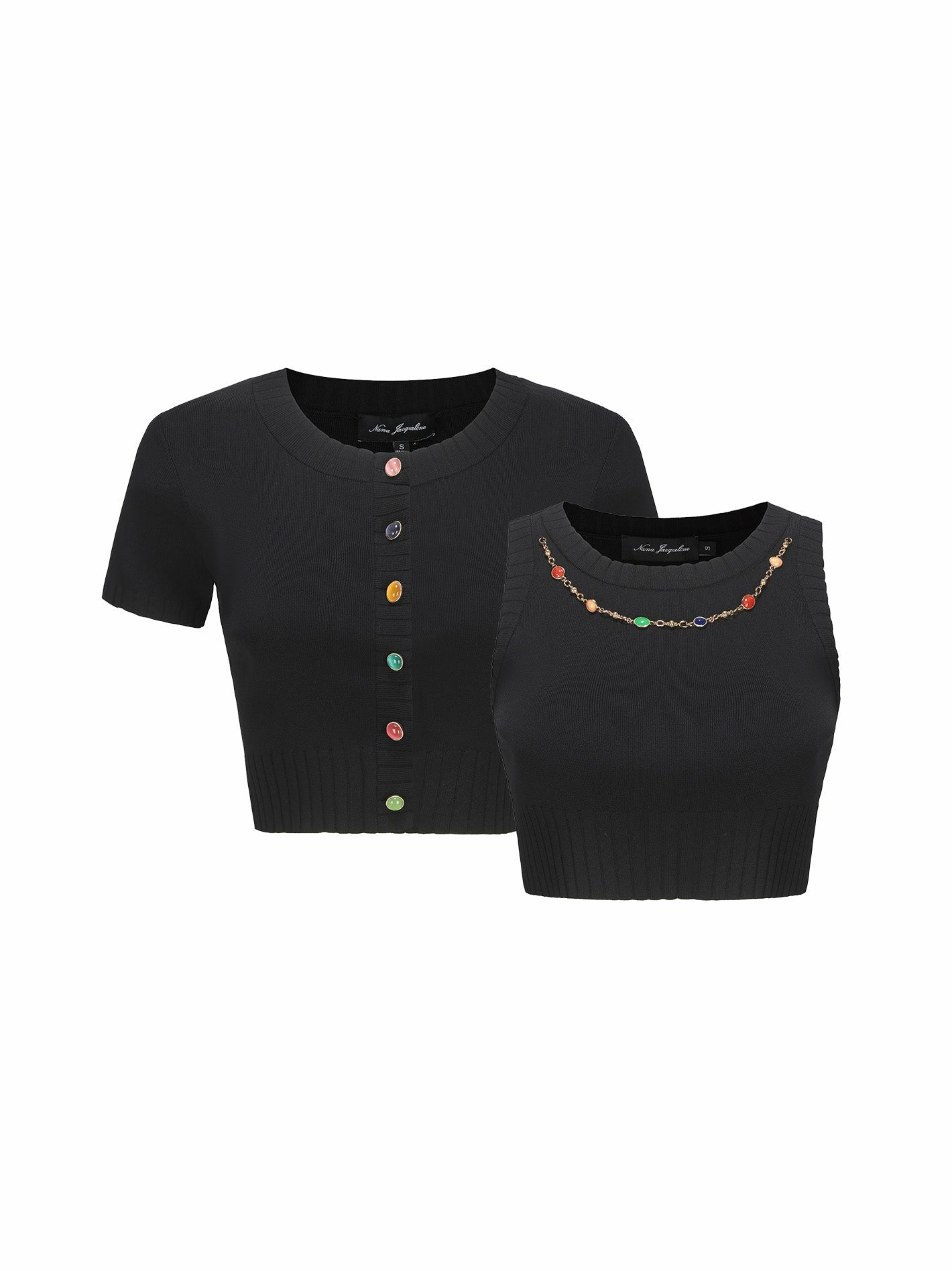 Nana Jacqueline Kennedy Knit Top Set: Black Knit Set for Girls' Night Out Black