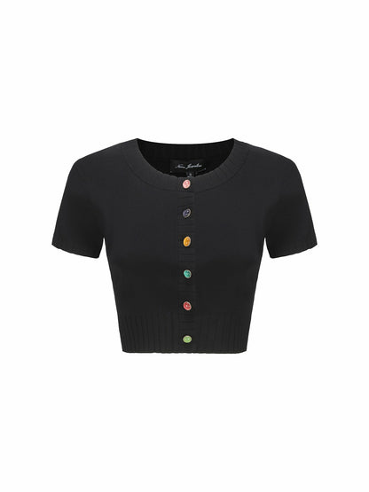 Nana Jacqueline Kennedy Knit Top Set: Black Knit Set for Girls' Night Out Black