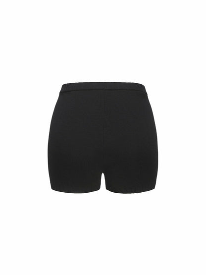 Nana Jacqueline Kennedy Knit Shorts: Black Knit Shorts for Resort Vacation Black