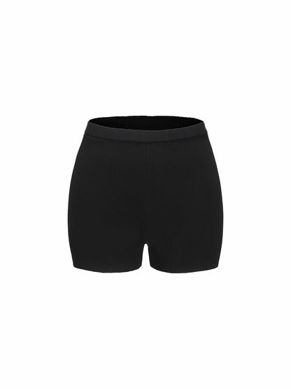 Nana Jacqueline Kennedy Knit Shorts: Black Knit Shorts for Resort Vacation Black