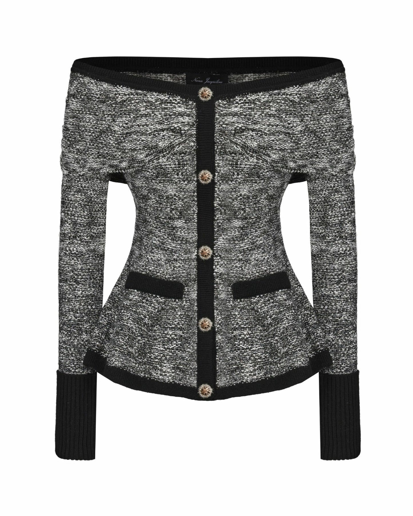 Nana Jacqueline Genevieve Knit Top: Black Knit Top for Brunch Black & White
