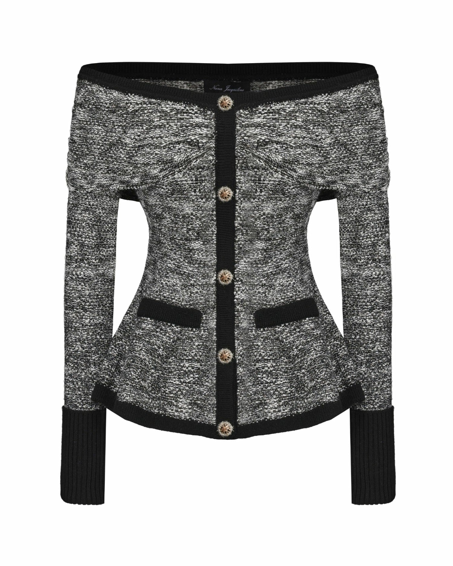 Nana Jacqueline Genevieve Knit Top: Black Knit Top for Brunch Black & White