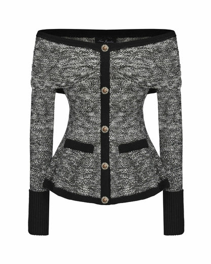 Nana Jacqueline Genevieve Knit Top: Black Knit Top for Brunch Black & White