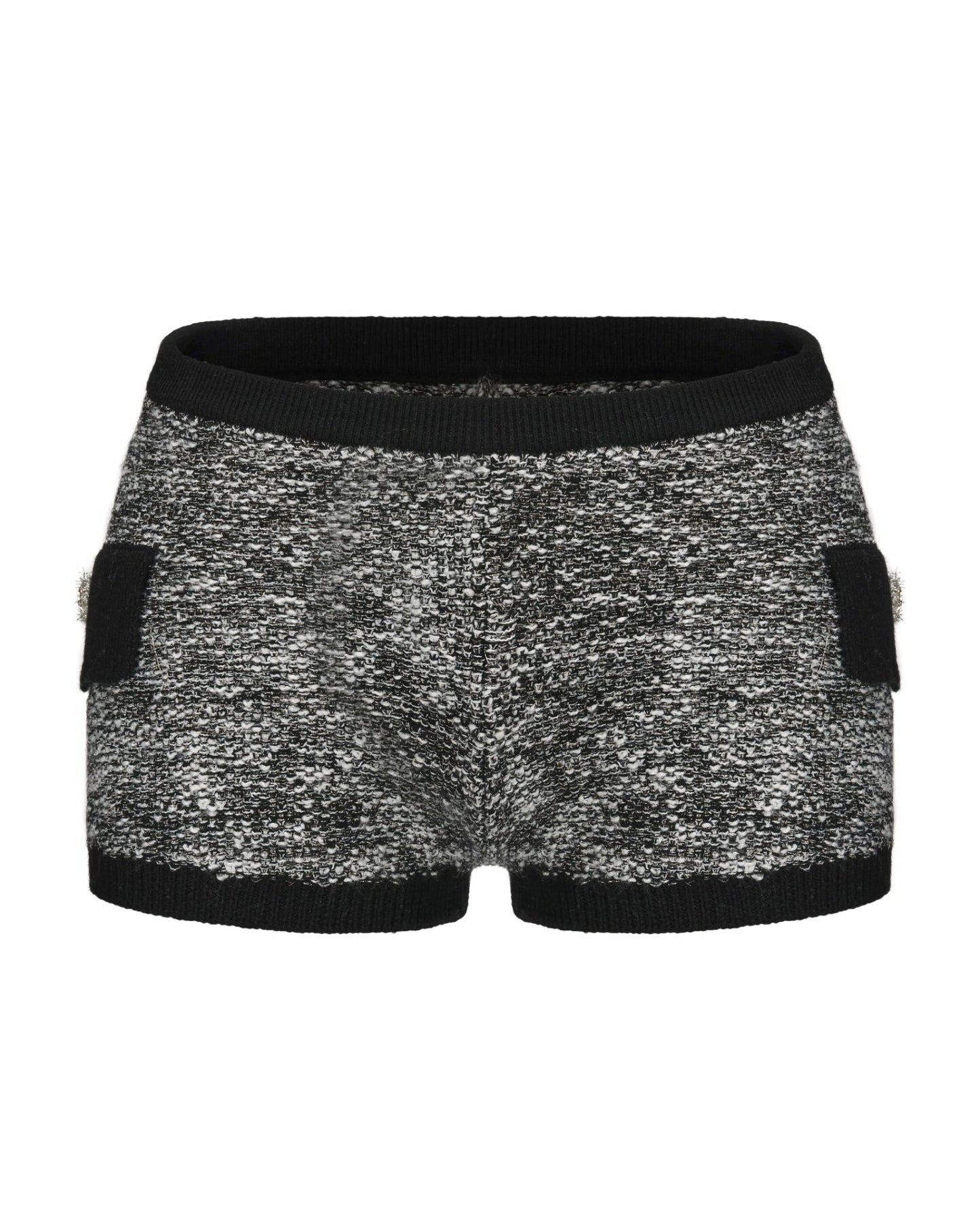 Nana Jacqueline Genevieve Knit Shorts: Black Knit Shorts for Country Club Brunch Black & White