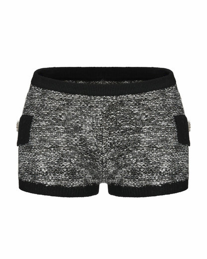 Nana Jacqueline Genevieve Knit Shorts: Black Knit Shorts for Country Club Brunch Black & White