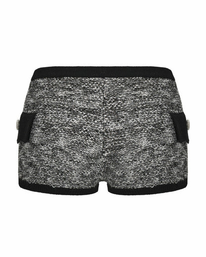 Nana Jacqueline Genevieve Knit Shorts: Black Knit Shorts for Country Club Brunch Black & White
