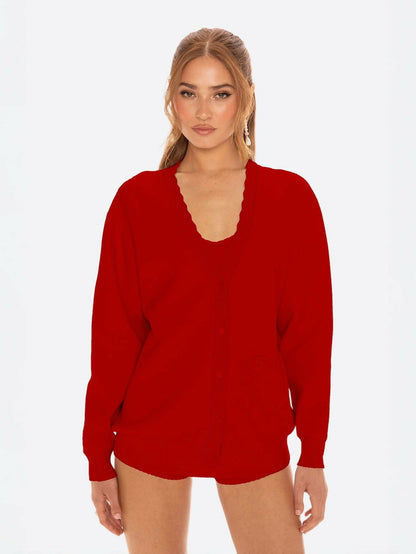 Nana Jacqueline Carrie Cardigan: Red Cardigan for Brunch Red