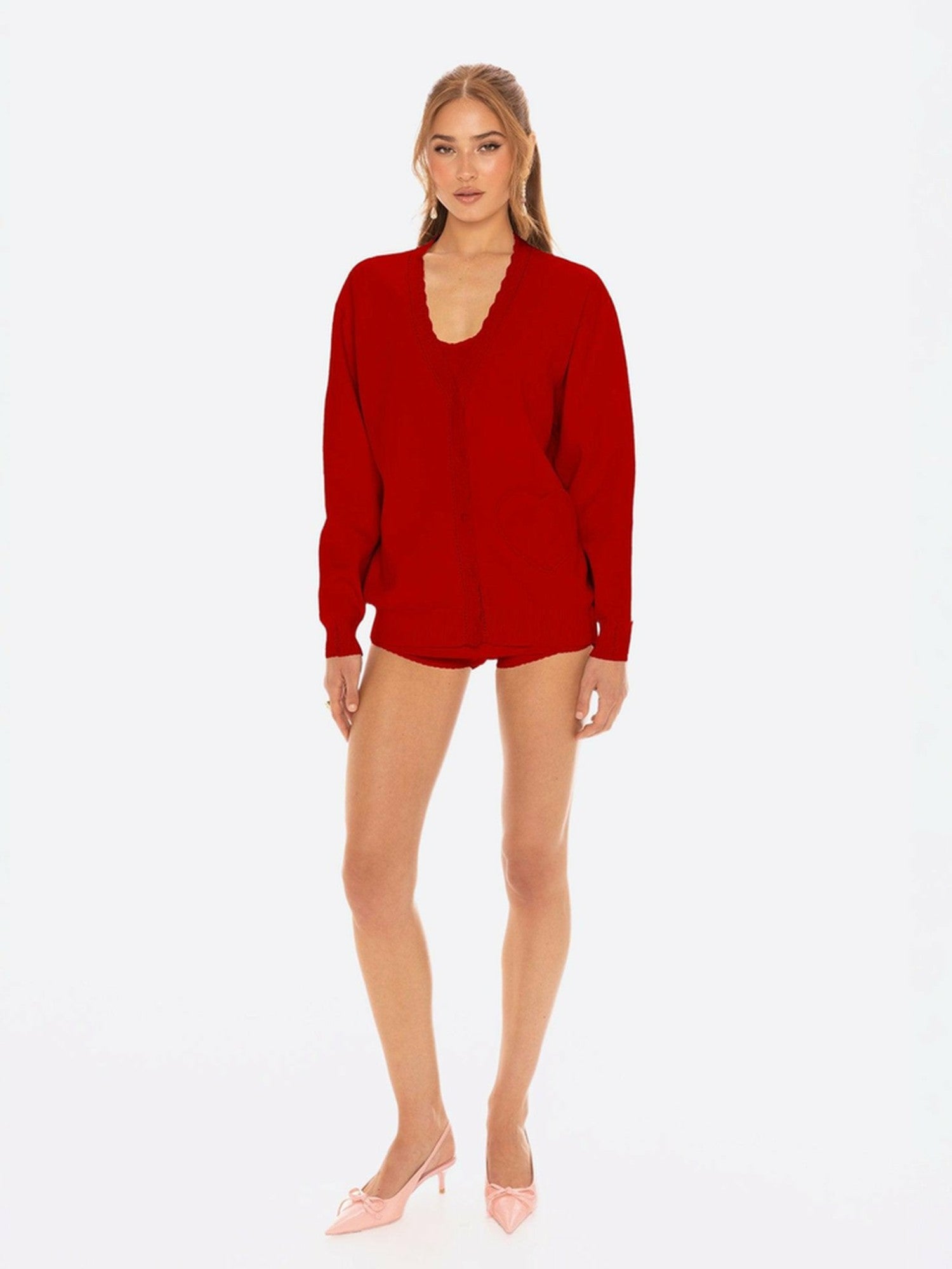 Nana Jacqueline Carrie Cardigan: Red Cardigan for Brunch Red