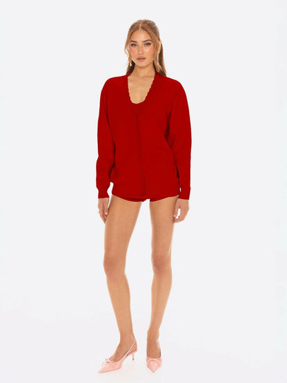 Nana Jacqueline Carrie Cardigan: Red Cardigan for Brunch Red