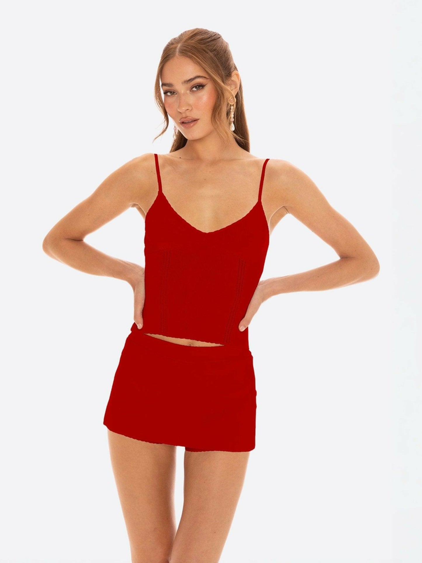 Nana Jacqueline Carrie Top: Red Knit Top for Date Night Red