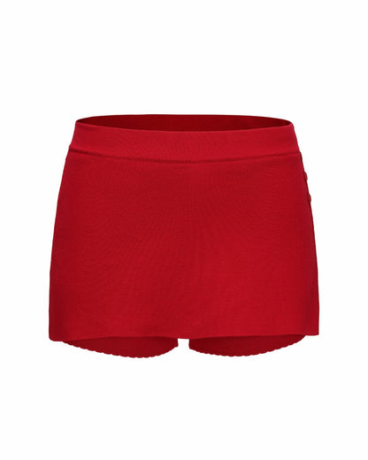 Nana Jacqueline Carrie Shorts: Red Knit Skort for Resort Brunch Red