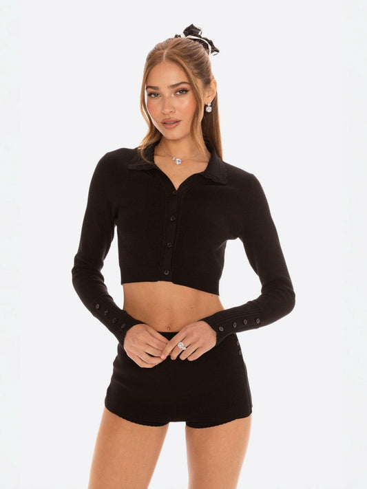 Nana Jacqueline Jenna Cardigan: Black Knit Cardigan for Brunch Black