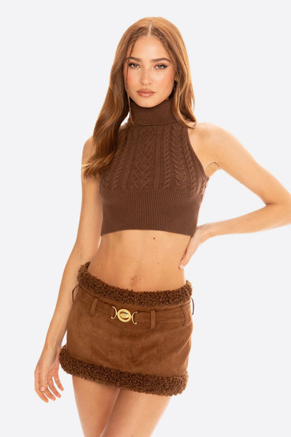 Nana Jacqueline Margo Knit Top: Brown Knit Top for Brunch Brown