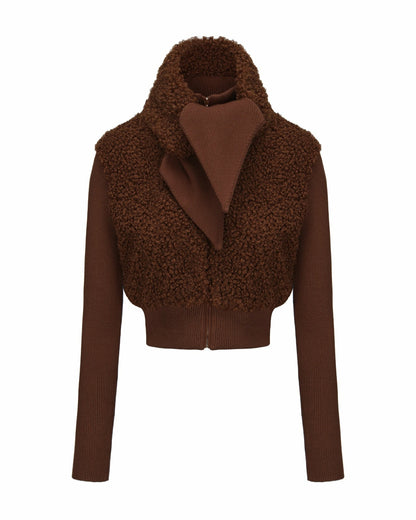 Nana Jacqueline Hailey Knit Jacket: Brown Knit Jacket for Brunch Brown
