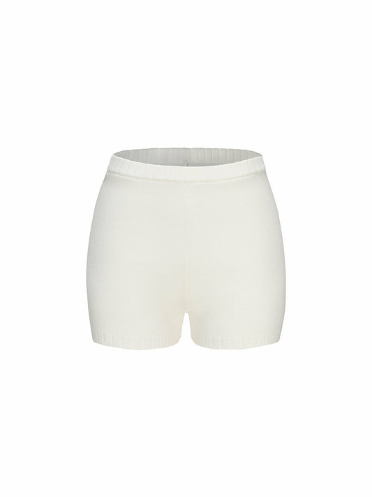 Nana Jacqueline Kennedy Knit Shorts: White Knit Shorts for Resort Brunch White