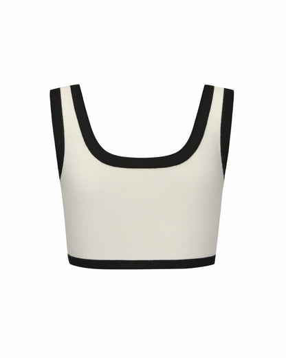 Nana Jacqueline Eliza Vest Top: White Knit Top for Country Club Brunch White