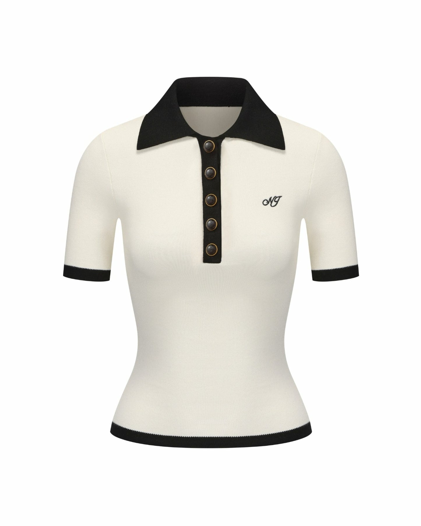 Nana Jacqueline Hazel Polo Top: White Polo Top for Brunch White