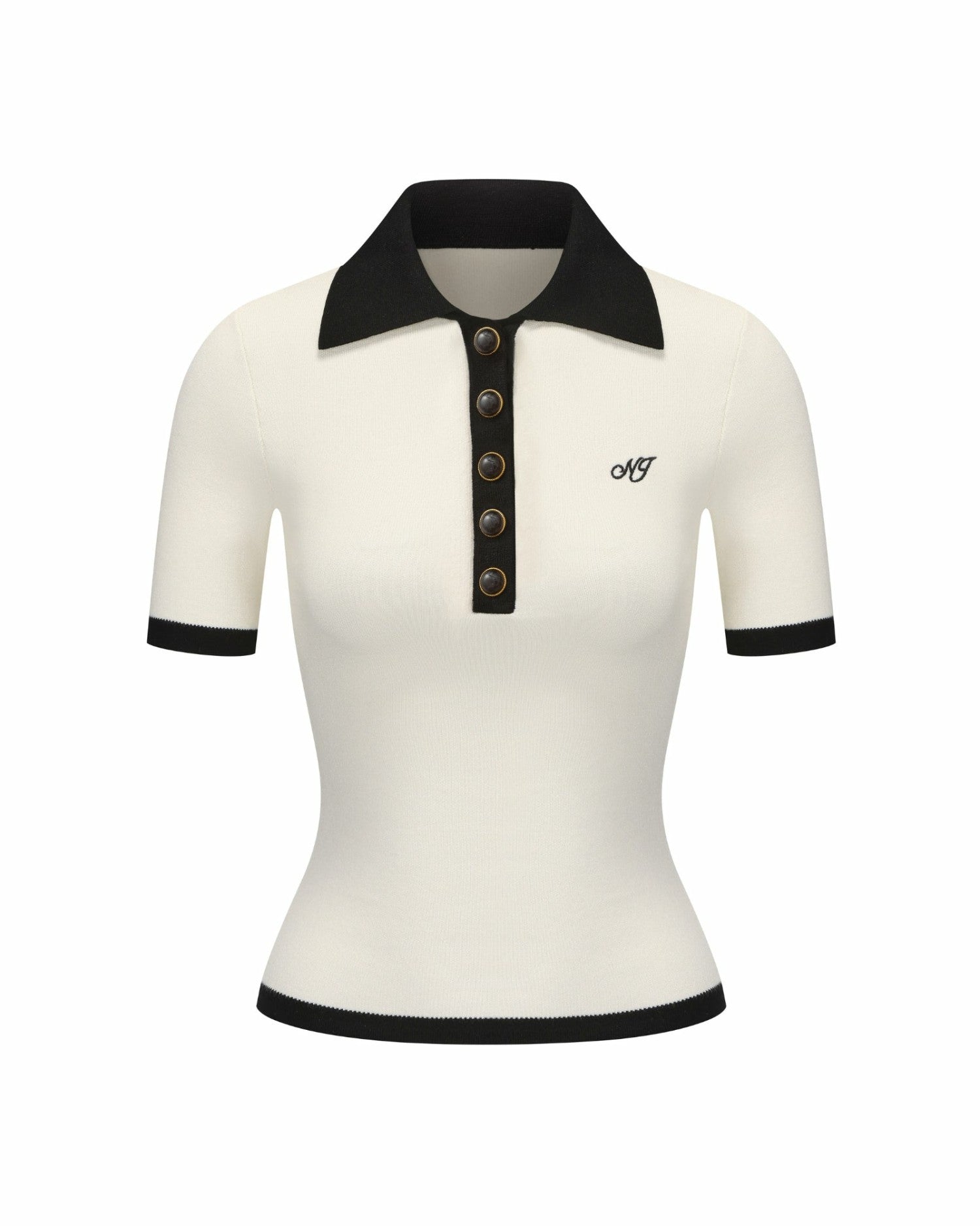 Nana Jacqueline Hazel Polo Top: White Polo Top for Brunch White
