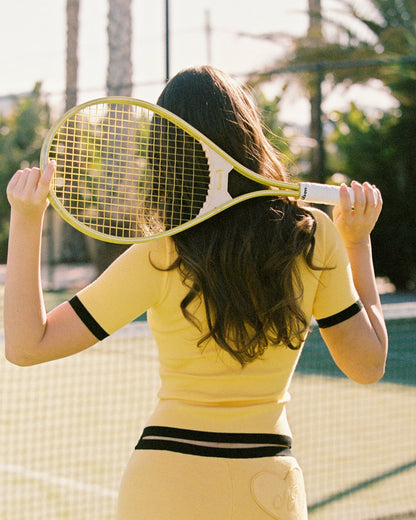 Nana Jacqueline Hazel Polo Top: Yellow Knit Top for Country Club Brunch Yellow