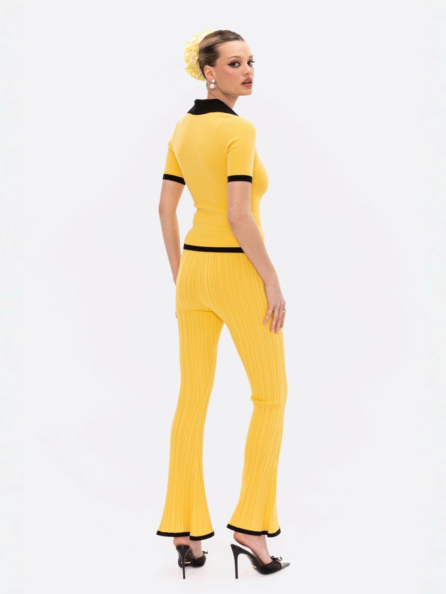 Nana Jacqueline Hazel Polo Top: Yellow Knit Top for Country Club Brunch Yellow