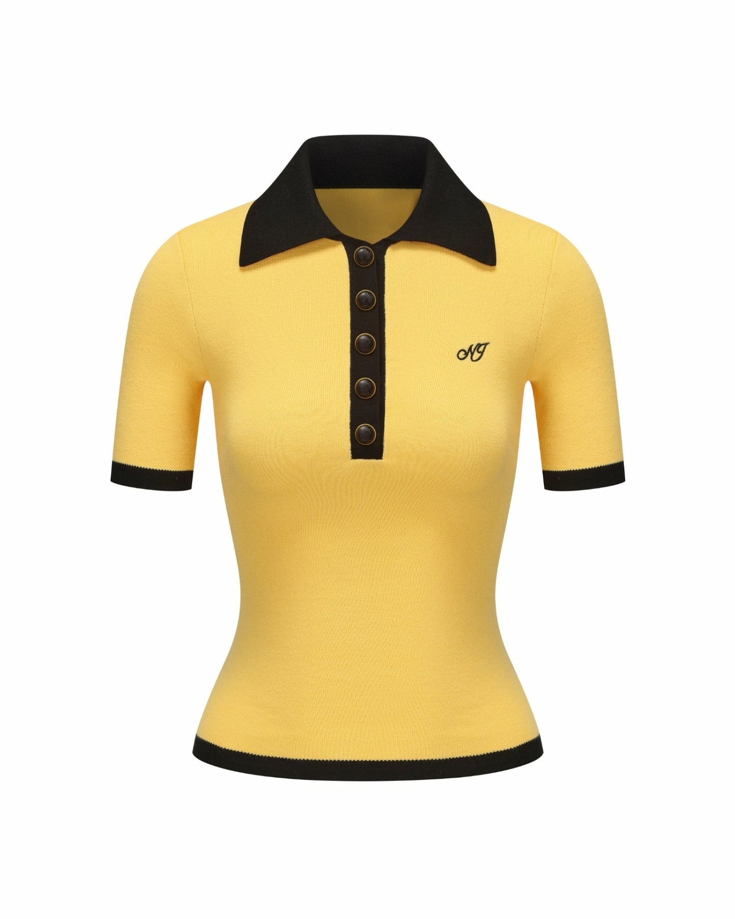 Nana Jacqueline Hazel Polo Top: Yellow Knit Top for Country Club Brunch Yellow