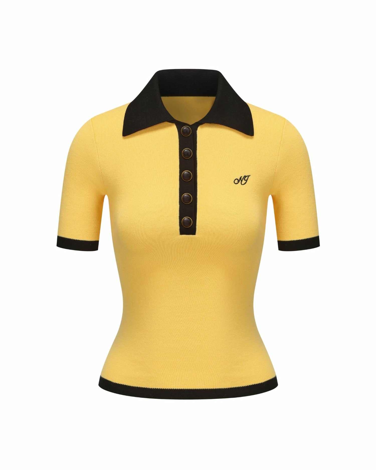 Nana Jacqueline Hazel Polo Top: Yellow Knit Top for Country Club Brunch Yellow