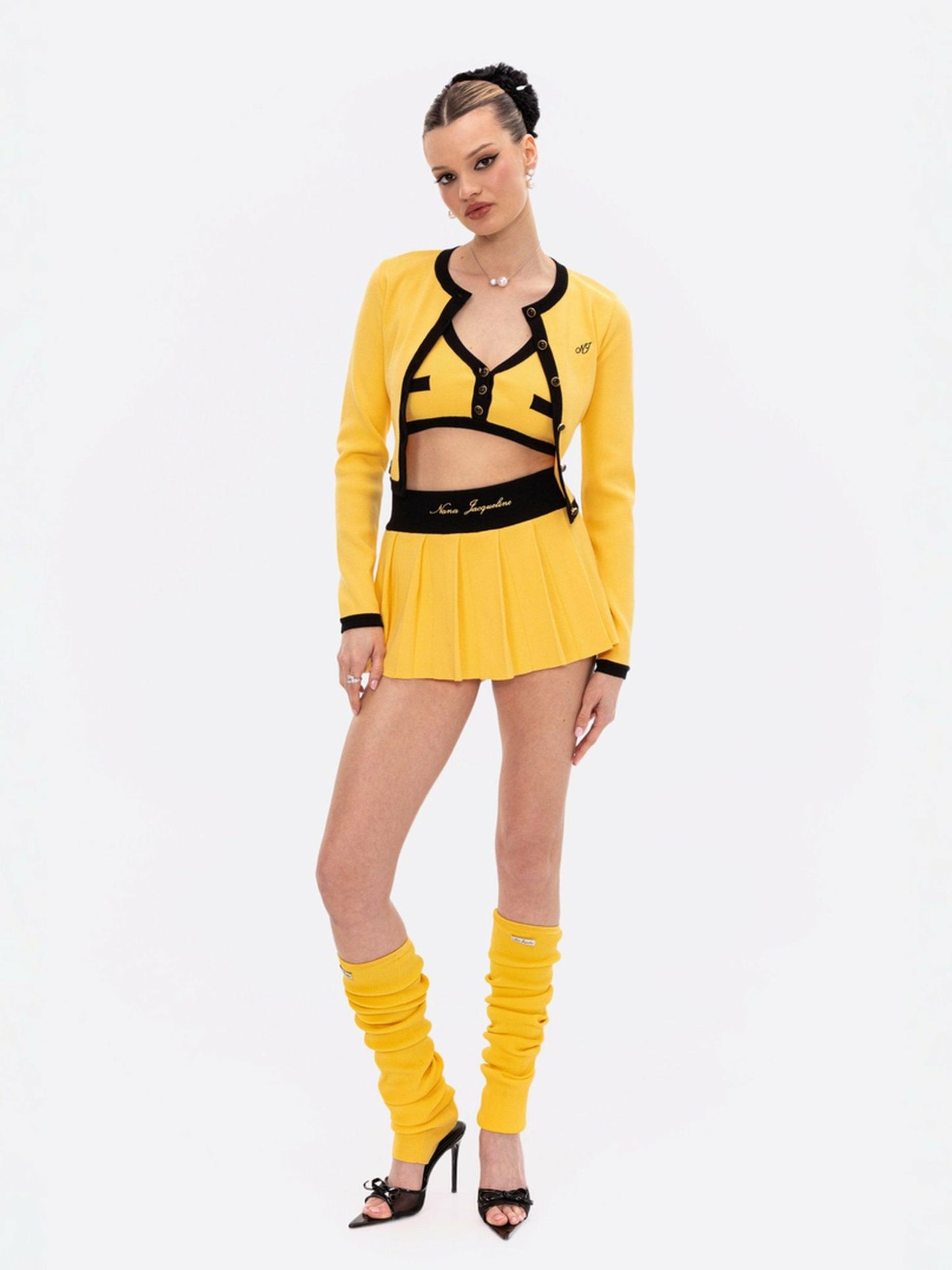 Nana Jacqueline Hazel Skirt: Yellow Mini Skirt for Country Club Brunch Yellow