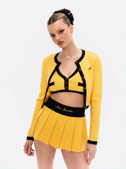 Nana Jacqueline Hazel Skirt: Yellow Mini Skirt for Country Club Brunch Yellow