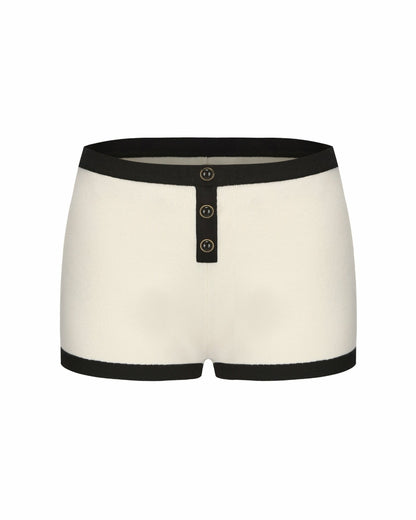 Nana Jacqueline Eliza Knit Shorts: White Knit Shorts for Resort Vacation White
