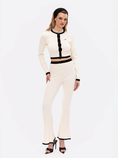 Nana Jacqueline Eliza Pants: White Knit Pants for Country Club Brunch White