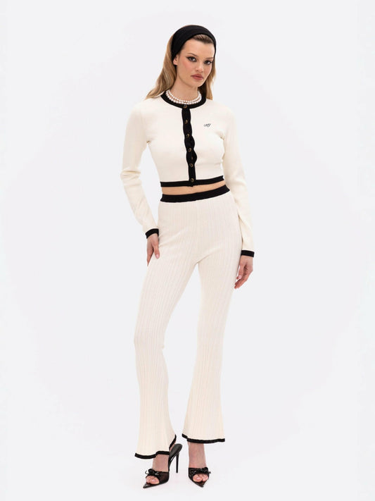 Nana Jacqueline Eliza Pants: White Knit Pants for Country Club Brunch White