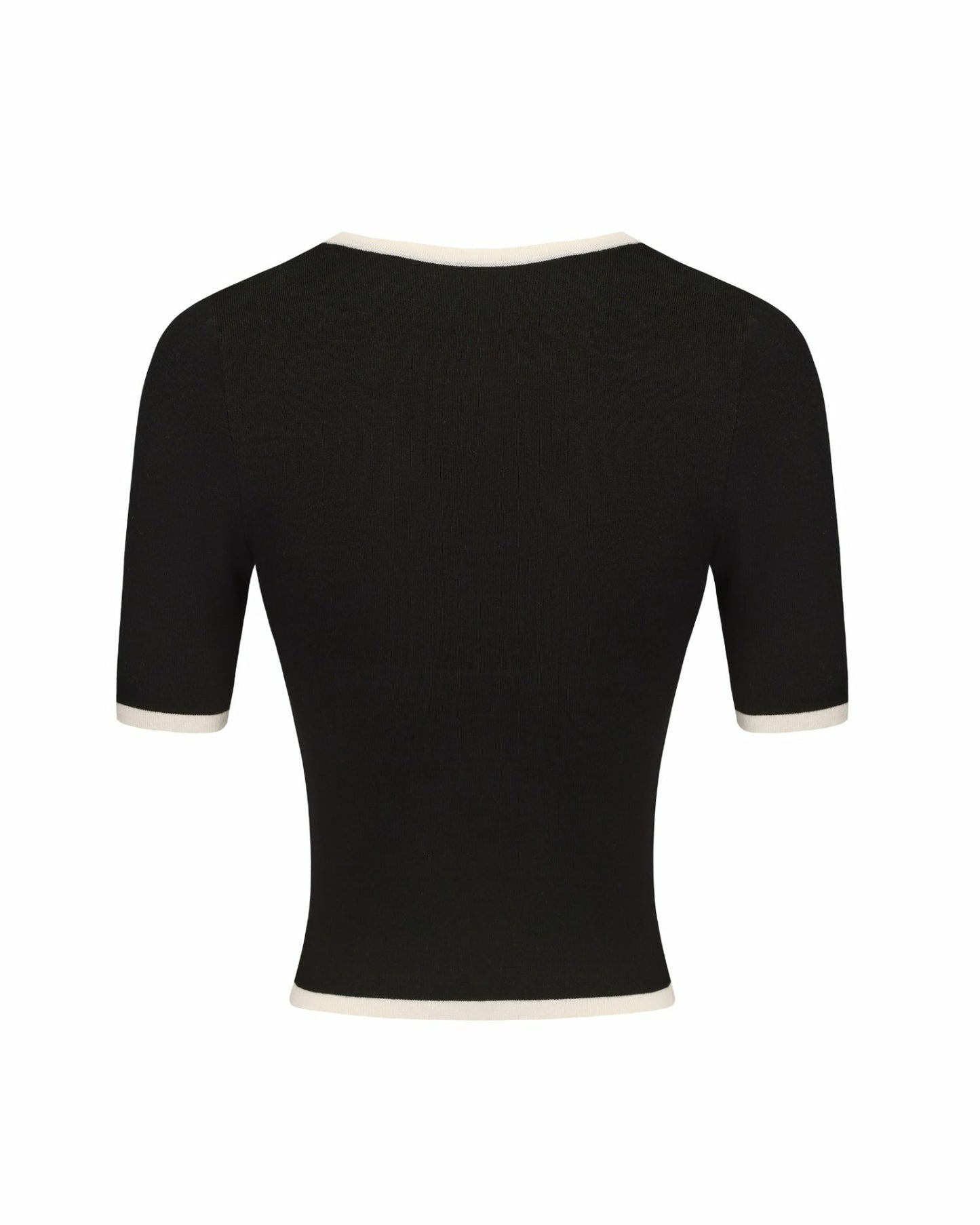 Nana Jacqueline Luna Top: Black Knit Top for Brunch Black & White