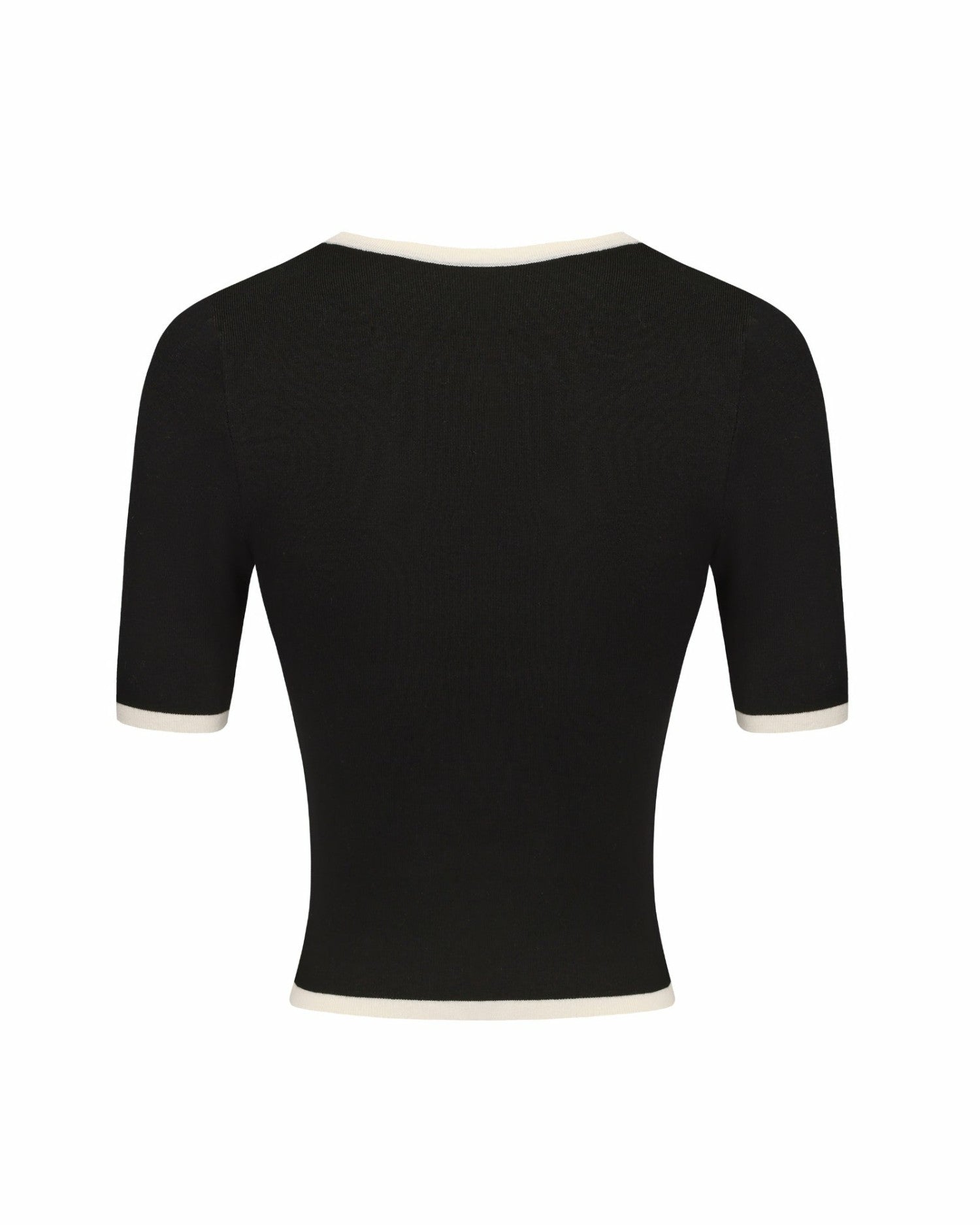 Nana Jacqueline Luna Top: Black Knit Top for Brunch Black & White
