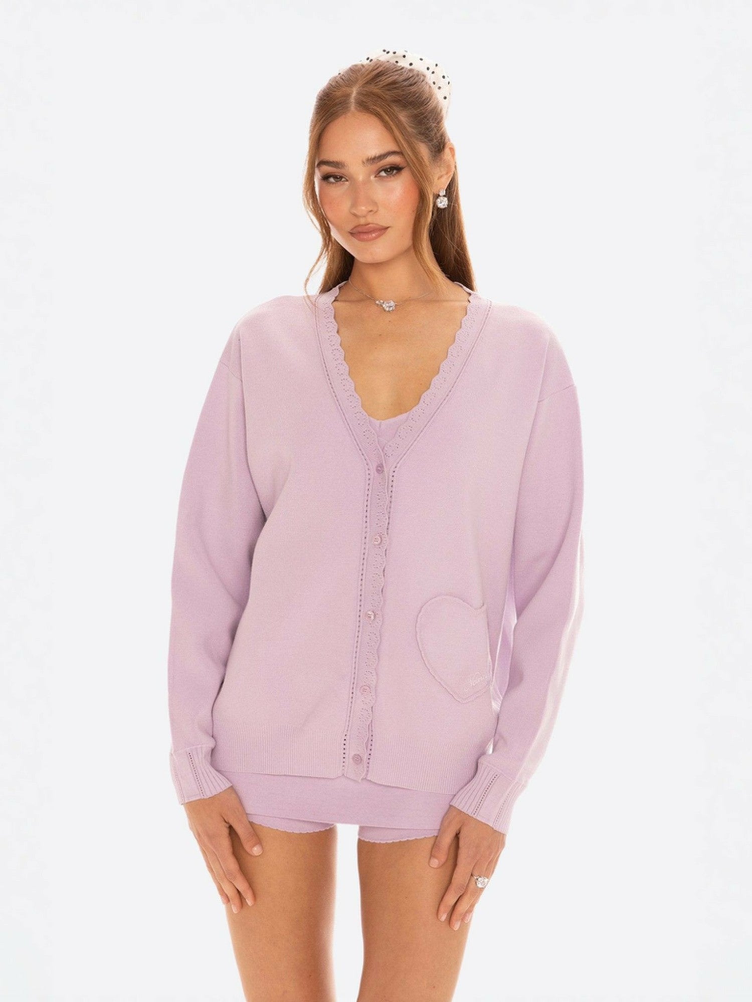 Nana Jacqueline Carrie Cardigan: Purple Cardigan for Resort Brunch Purple