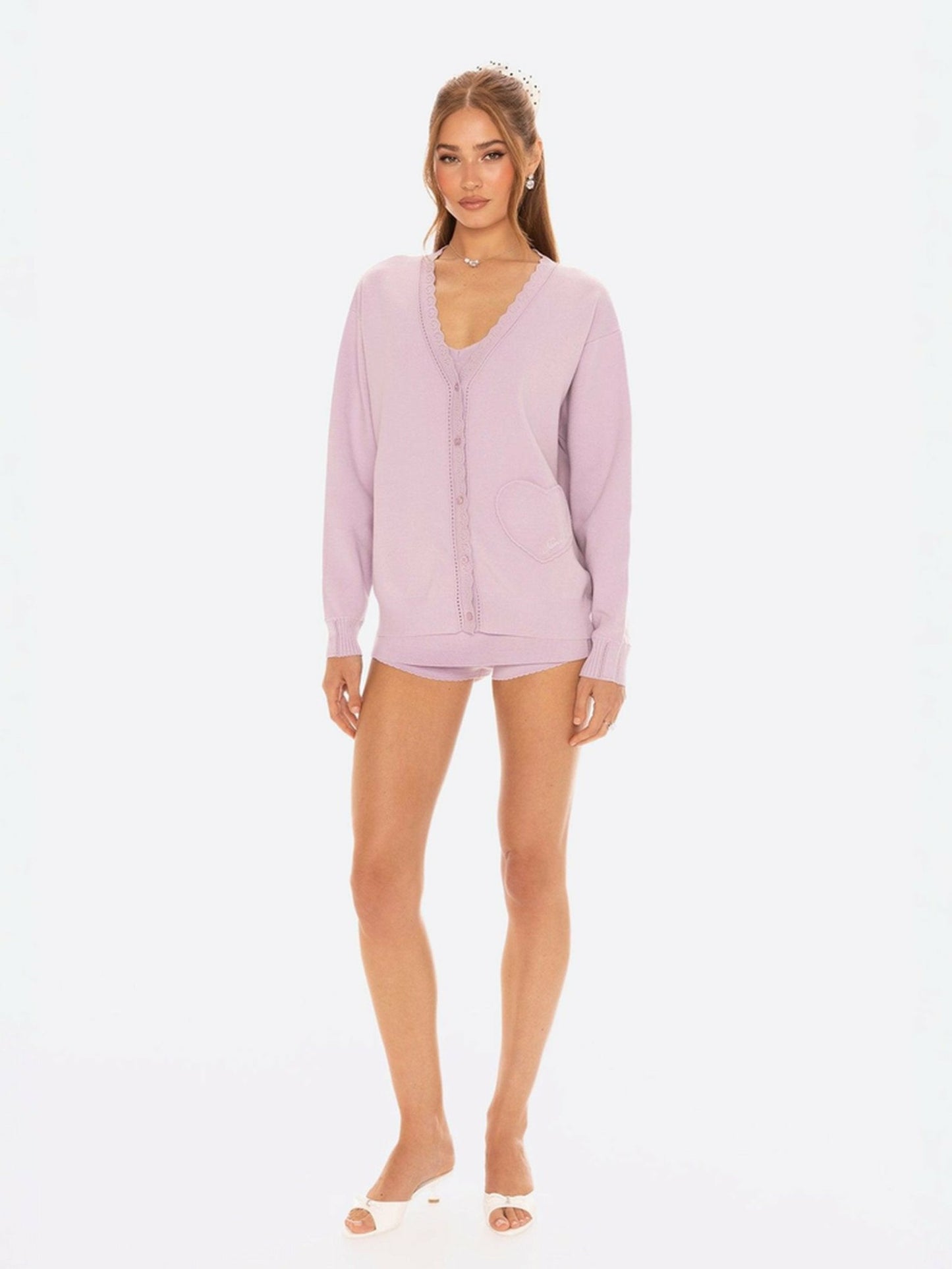 Nana Jacqueline Carrie Cardigan: Purple Cardigan for Resort Brunch Purple