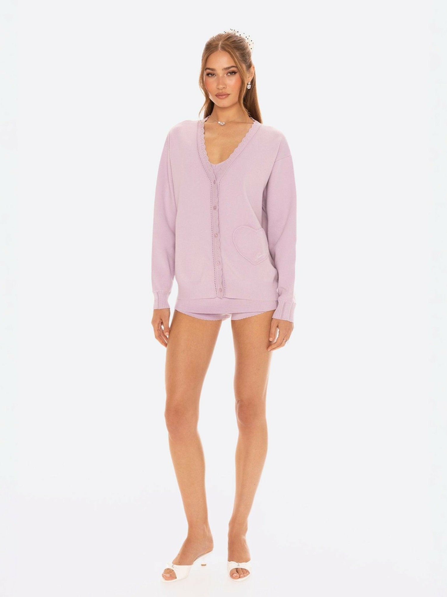 Nana Jacqueline Carrie Cardigan: Purple Cardigan for Resort Brunch Purple