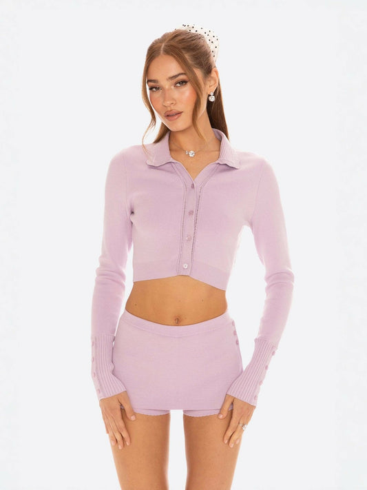 Nana Jacqueline Jenna Cardigan: Purple Knit Cardigan for Brunch Purple