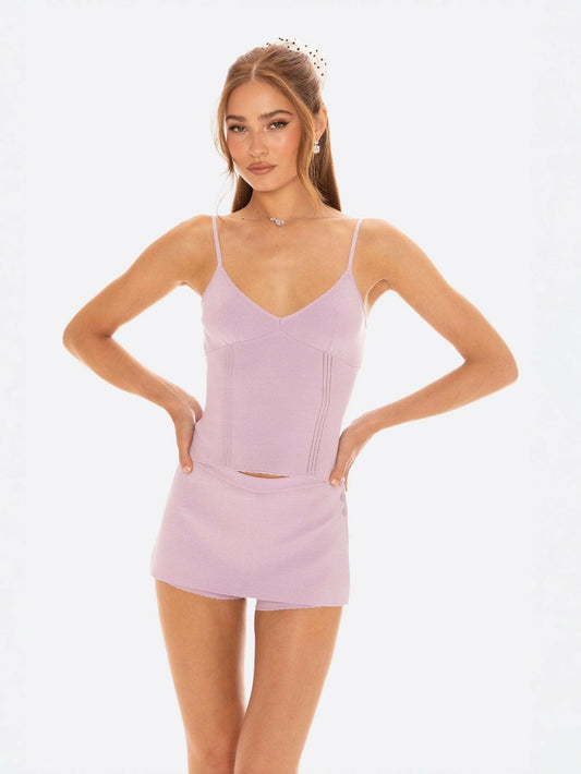 Nana Jacqueline Carrie Top: Purple Knit Top for Brunch Purple