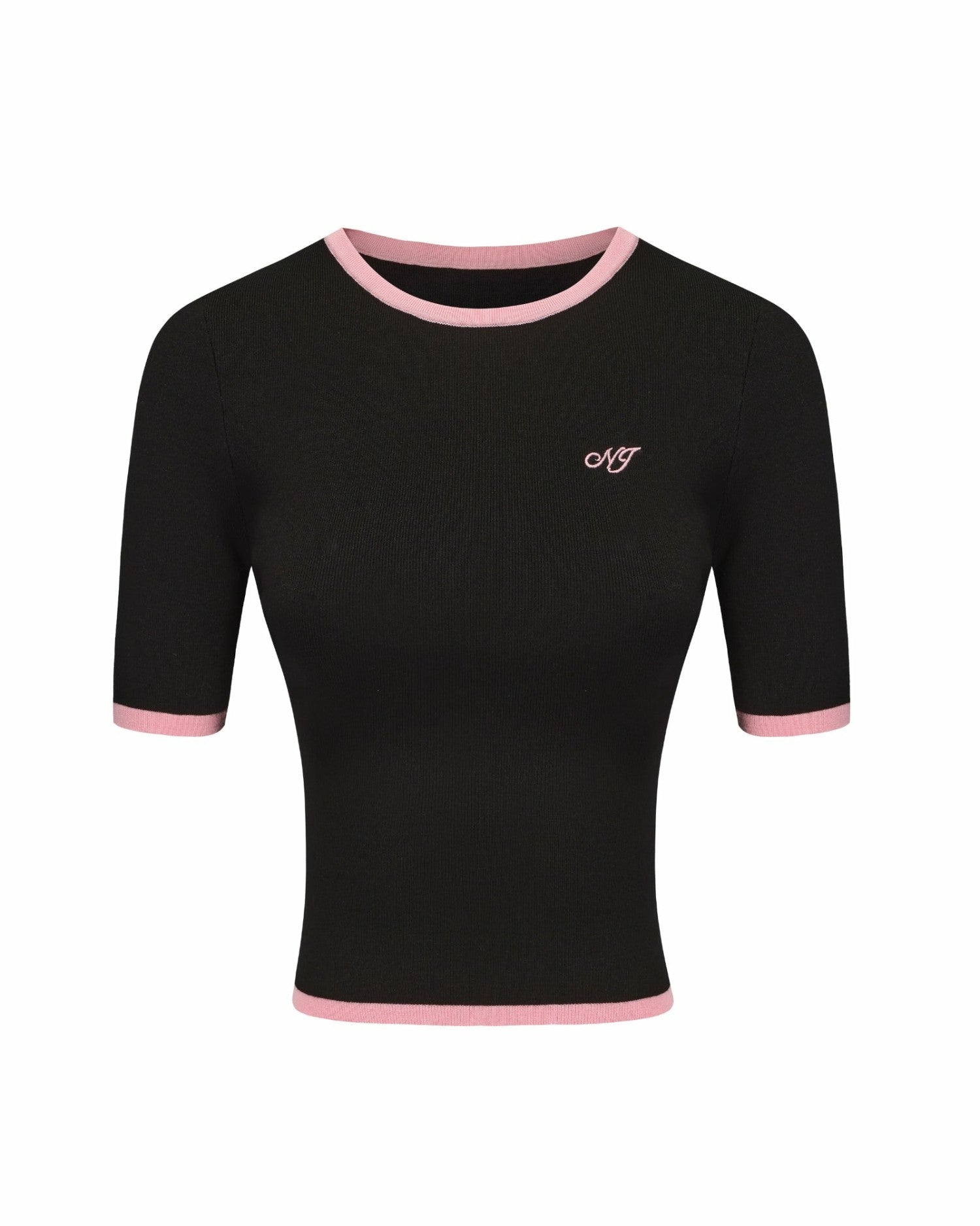 Nana Jacqueline Luna Top: Black Pink Knit Top for Country Club Brunch Black & Pink