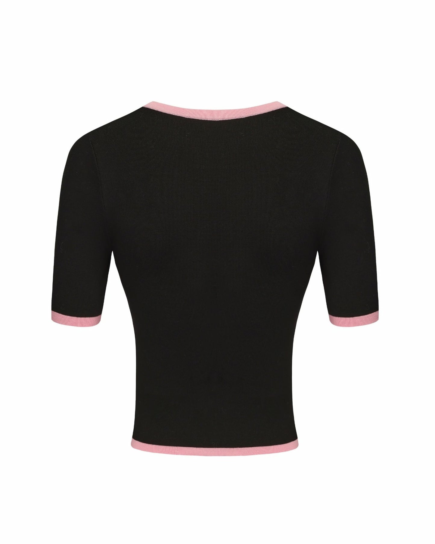 Nana Jacqueline Luna Top: Black Pink Knit Top for Country Club Brunch Black & Pink