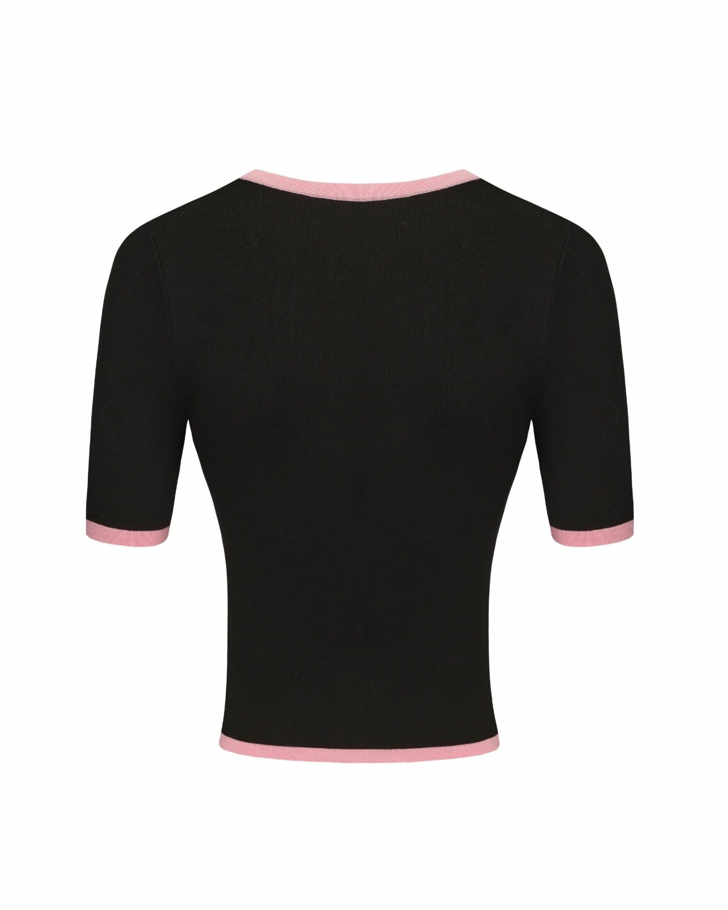 Nana Jacqueline Luna Top: Black Pink Knit Top for Country Club Brunch Black & Pink