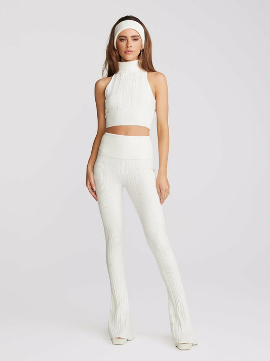 Nana Jacqueline Janelle Knit Pants: White Knit Pants for Resort Brunch White