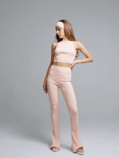 Nana Jacqueline Janelle Knit Top: Peach Knit Top for Resort Brunch Peach